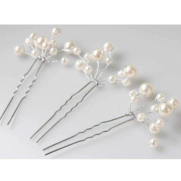 Set of 3 Faux Pearl Hair Pins - Picture 3 of 8